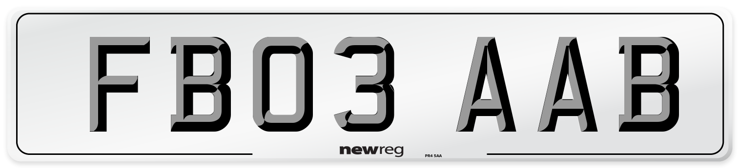 FB03 AAB Number Plate from New Reg
